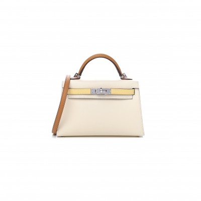 HERMÈS MASTER EPSOM MINI KELLY II NATA JAUNE POUSSIN SESAME (19*12*5.5cm) 